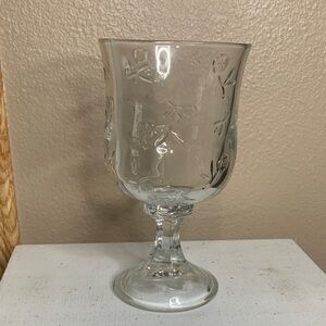 ANCHOR HOCKING Vintage Savannah Clear Goblet Floral Rose Design